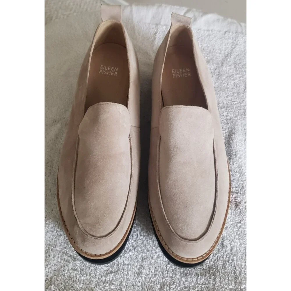 Eileen Fisher Shoes Women's Size 9 Beige Suede Platform Loafer Flats Comfort